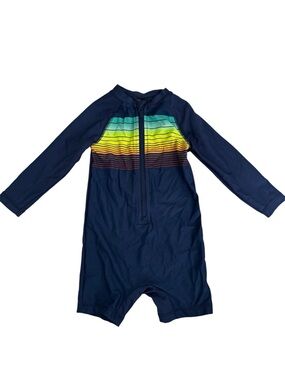 Old Navy Navy Long-Sleeve Kids Rashguard with Multicolor Stripe